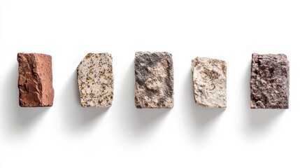 Poster - Five Different Types of Stone Blocks Arranged in a Row