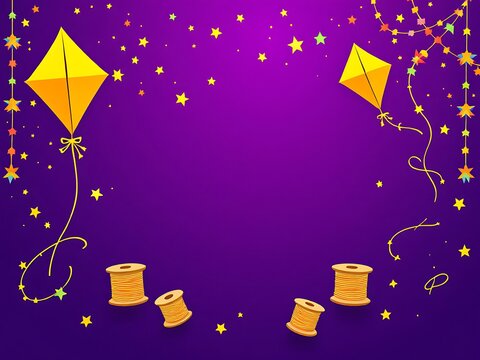 Happy Makar Sankranti holiday Festival background Template and celebration with colorful kites Concept background