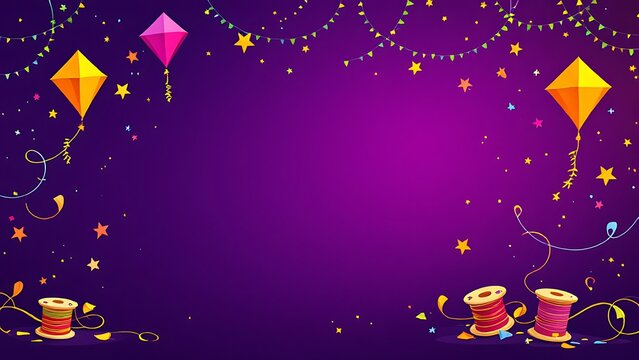 Happy Makar Sankranti holiday Festival background Template and celebration with colorful kites Concept background