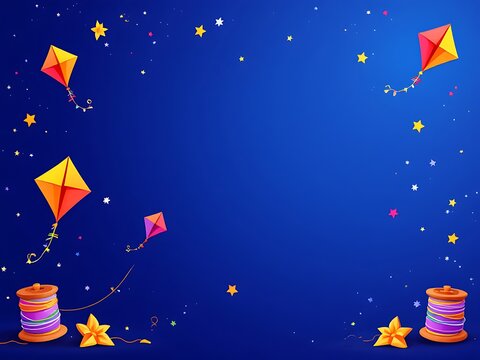 Happy Makar Sankranti holiday Festival background Template and celebration with colorful kites Concept background