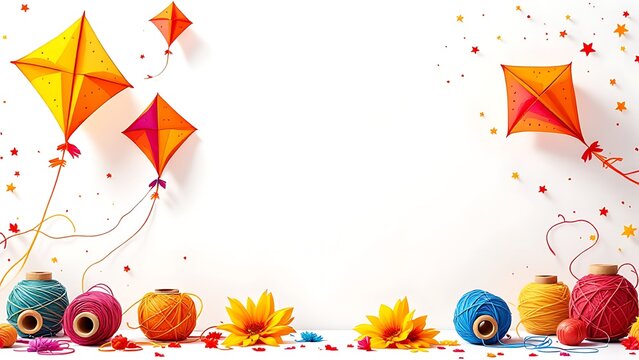 Happy Makar Sankranti holiday Festival background Template and celebration with colorful kites Concept background