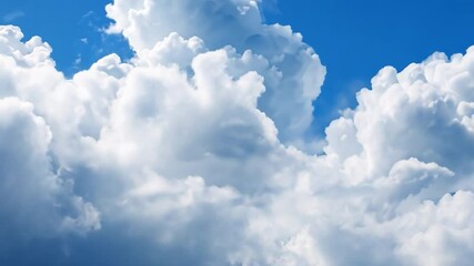 Poster - Cloudscape Serenity:  A mesmerizing panorama of fluffy, white clouds drifting across a vibrant blue sky.  The soft, ethereal texture of the clouds evokes a sense of peace, tranquility.