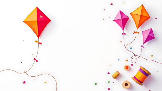 Happy Makar Sankranti holiday Festival background Template and celebration with colorful kites Concept background