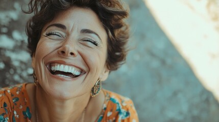 Wall Mural - Woman smiling upwards