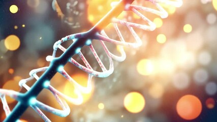 Poster - DNA Double Helix: A mesmerizing close-up of a DNA double helix, rendered in vivid detail against a shimmering background of warm, abstract light. The image evokes a sense of wonder and intrigue.