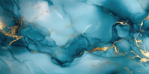 Canvas Print - Blue and Gold Marble Close Up