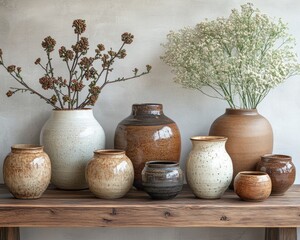 Poster - Elegant Handcrafted Pottery Display Perfect for Thanksgiving and Mothers Day Decor