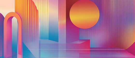 Poster - A vibrant abstract design featuring geometric shapes and gradients.