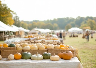 Wall Mural - Autumn Harvest Festival with Pumpkins and Seasonal Celebrations - Perfect for Thanksgiving and Halloween