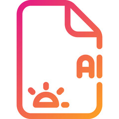 Poster - A Colorful and Modern Graphic Representation of an AI File Icon With a Sunrise Symbol, Ideal for Digital Design Discussions