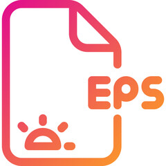 Poster - Vector Illustration of an EPS File Format Symbol With a Colorful Sunset Design, Representing a Digital Art File Type Commonly Used by Designers