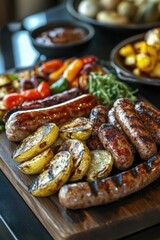 Wall Mural - Wooden cutting board with food