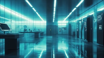 Poster - commercial facility, modern R an D building Generative AI