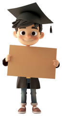 Sticker - PNG Boy graduation holding board standing