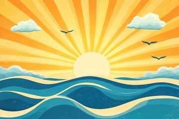 Wall Mural - ocean sunset. a tranquil scene of sky, sea, and sun as nature's perfect canvas