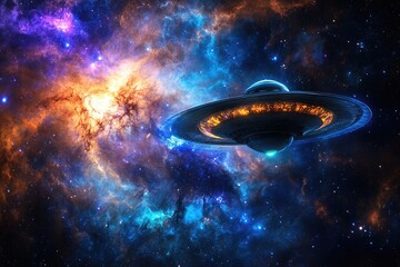 Wall Mural - Celestial Harmony: A Cosmic Symphony of Nebula Glow and Astronaut in Space Bliss