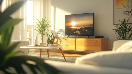 Sticker - Cozy Living Room with Furniture and TV