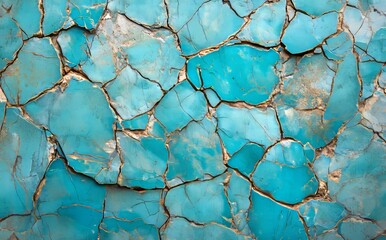 Wall Mural - Blue surface with cracks and patterns resembling ice or water, exhibiting natural colors and variations