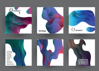 Fototapete - Abstract geometric pattern background for brochure cover design. Blue, yellow, red, orange, pink and green vector banner template	