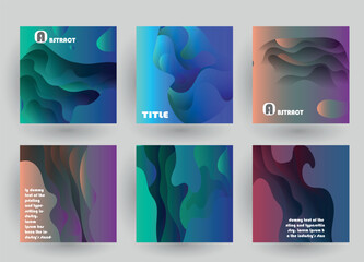 Fototapete - Abstract geometric pattern background for brochure cover design. Blue, yellow, red, orange, pink and green vector banner template	
