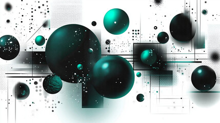 Aufkleber - Abstract geometric shapes that appear to float in the air, levitation effect, use of neon and transparent textures