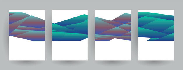 Fototapete - Abstract geometric pattern background for brochure cover design. Blue, yellow, red, orange, pink and green vector banner template	