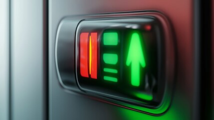 Poster - Modern Battery Indicator with Red and Green LED Lights, Signifying Power Levels and Energy Monitoring in a Digital Device, Generative AI