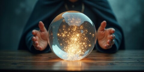 Mystical Crystal Ball in Hands: A Glimpse into the Future

