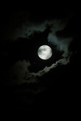 Wall Mural - Full moon through cloudy sky