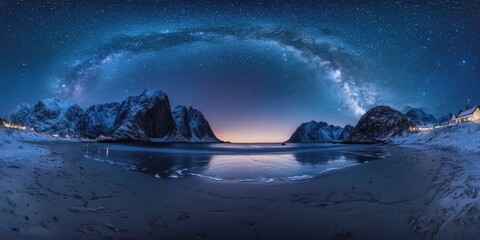 Wall Mural - Night Sky Over Frozen Lake