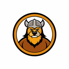 Viking Bear Mascot Logo circle on whit background