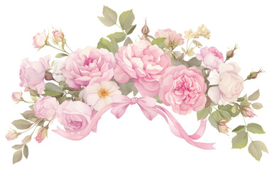 Wall Mural - PNG Rose bouquet art illustration.