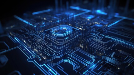 Poster - Futuristic 3D Circuit Board Technology Background