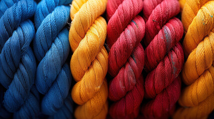 Pattern of colorful ropes.