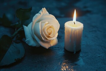 Sticker - White Rose and Candle