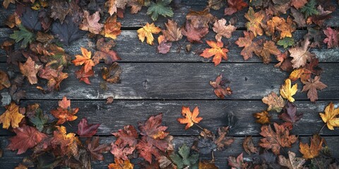 Canvas Print - Autumn Leaves Wooden Floor