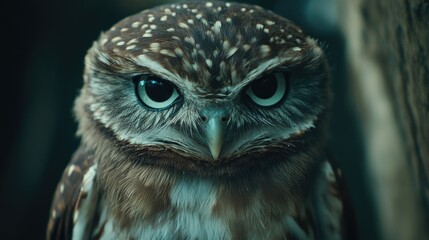 Poster - Owl with large blue eyes