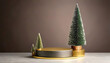 © Galeno - grey circular pedestal holds christmas tree gold ai model