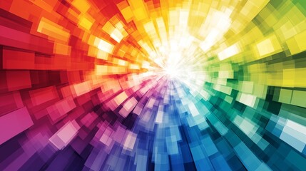 Aufkleber - Colorful Pixelated Burst in Rainbow Spectrum, Symbolizing Energy, Diversity, and Vibrancy in Modern Digital Design, Generative AI
