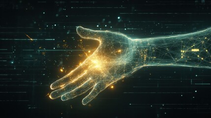 Leinwandbilder - This artwork illustrates a prosthetic arm linked to the brain through glowing neural signals, emphasizing advanced technology integration. Generative AI