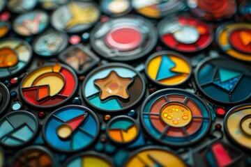 Poster - Modern art composition made of colorful geometric shapes with a shallow depth of field