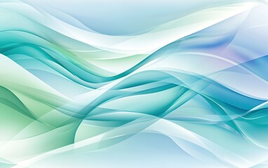 Poster - Abstract waves in soothing shades of green and blue creating a calm, flowing design suitable for backgrounds or artistic expressions