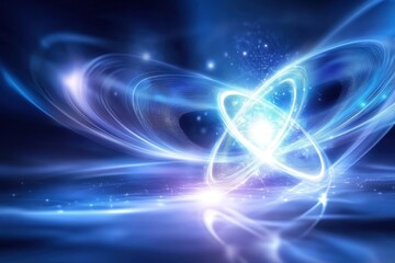 Poster - Mysterious Cosmic Swirls Emanating Energy and Light in a Brilliant Blue Galaxy Backdrop at Night