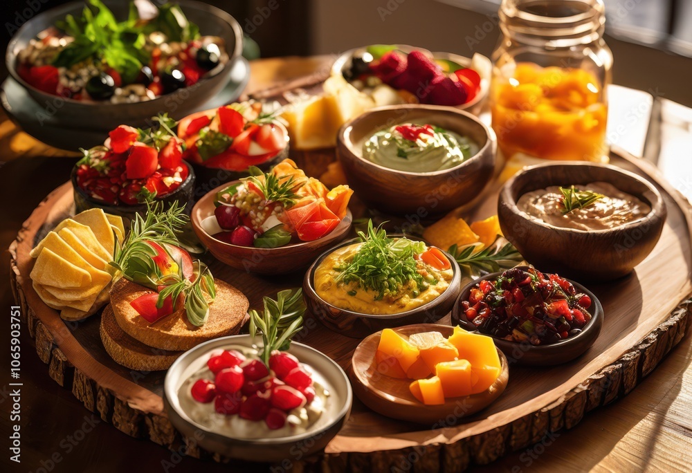 Visual Appetizers vibrant arrangement delicious savory appetizers showcasing colorful ...