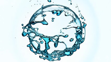 Poster - Water forming a perfect sphere shape, isolated on a white background. Ideal for topics such as purity, nature, and freshness