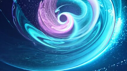 Poster - Neon energy is swirling and forming a vortex on a dark background. This bright animation is perfect for any project that needs a futuristic and energetic feel
