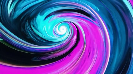 Poster - Colorful abstract swirl pattern is morphing and rotating. Different color palettes are used, with blue, pink, and white tones