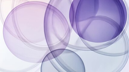 Poster - Abstract animation of purple circles expanding and moving on a white background. Ideal for projects related to technology, science, or design