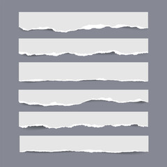 Poster - Set of Ripped edge paper stripes. Realistic rectangle notepad Fragments for design. Template for modern Collage, social media, layered backgrounds, notes, memo effects, poster