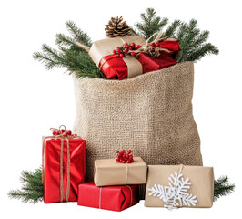 Wall Mural - png santa claus sack full gifts christmas ornament decorations.